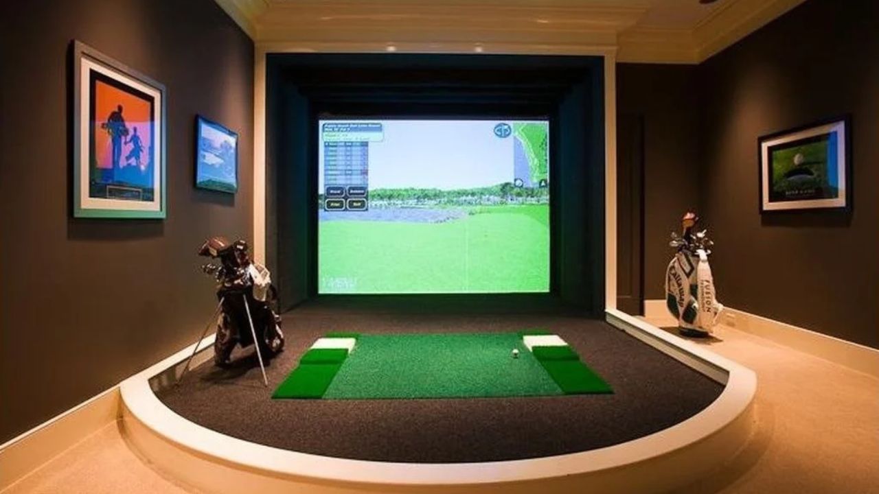 indoor golf simulator basement