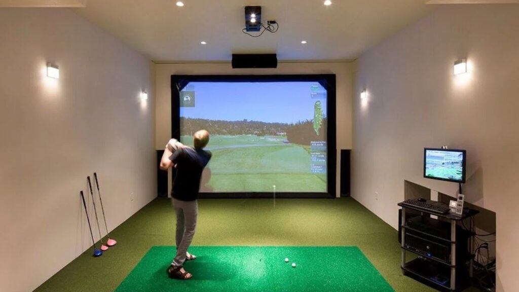 indoor golf simulator room